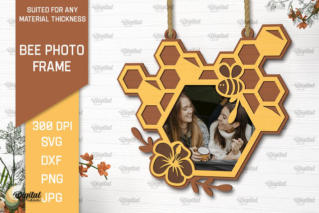 Bee Photo Frame Laser Cut. Honeycomb Design SVG SVG Evgenyia Guschina 