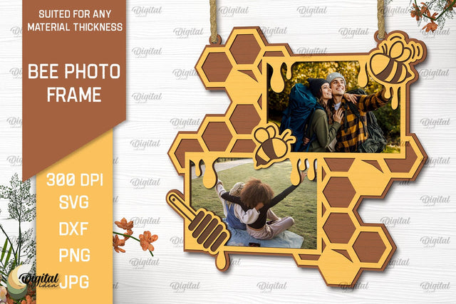 Bee Photo Frame Laser Cut. Honeycomb Design SVG SVG Evgenyia Guschina 