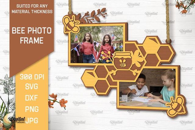 Bee Photo Frame Laser Cut. Honeycomb Design SVG SVG Evgenyia Guschina 