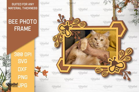 Bee Photo Frames Laser Cut Bundle. Honeycomb Designs SVG SVG Evgenyia Guschina 