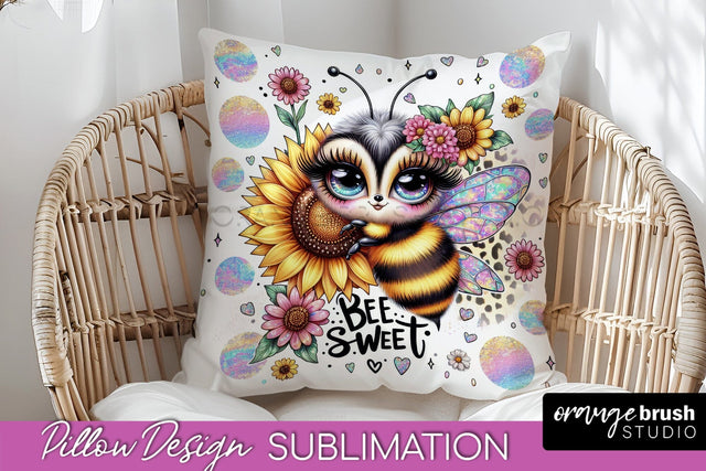 Bee Pillow Cover - Summer Pillow Sublimation - Bee Quote Sublimation OrangeBrushStudio 