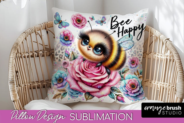 Bee Pillow Cover - Summer Pillow Sublimation - Bee Quote Sublimation OrangeBrushStudio 