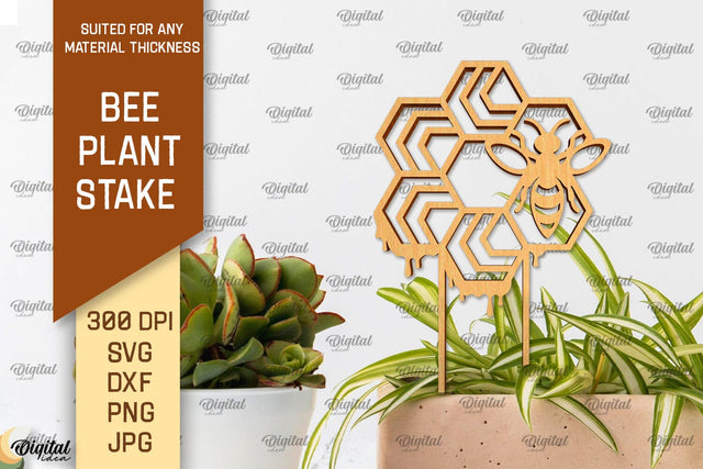 Bee Plant Stake Laser Cut. Bee Design SVG SVG Evgenyia Guschina 