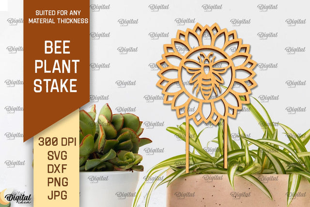 Bee Plant Stake Laser Cut. Bee Design SVG SVG Evgenyia Guschina 
