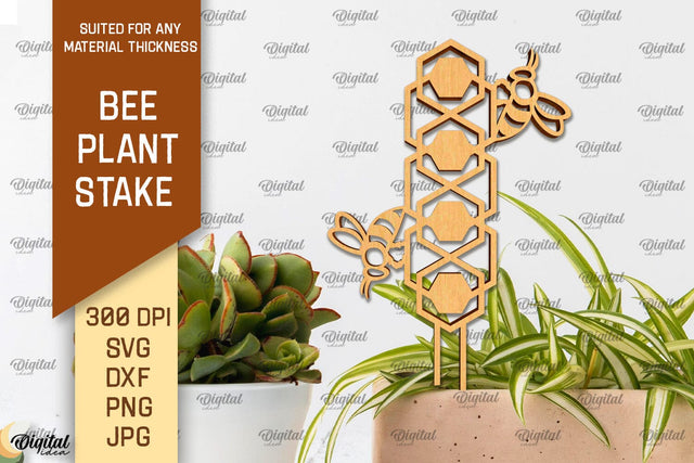 Bee Plant Stake Laser Cut. Bee Design SVG SVG Evgenyia Guschina 