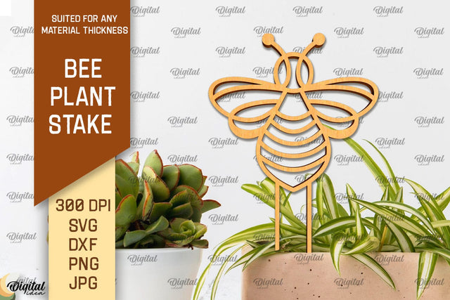 Bee Plant Stake Laser Cut. Bee Design SVG SVG Evgenyia Guschina 