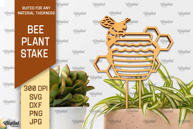 Bee Plant Stake Laser Cut. Bee Design SVG SVG Evgenyia Guschina 