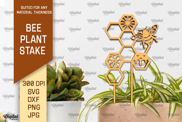 Bee Plant Stake Laser Cut. Bee Design SVG SVG Evgenyia Guschina 
