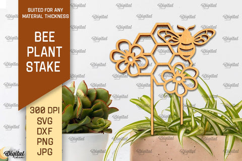 Bee Plant Stake Laser Cut. Bee Design SVG SVG Evgenyia Guschina 