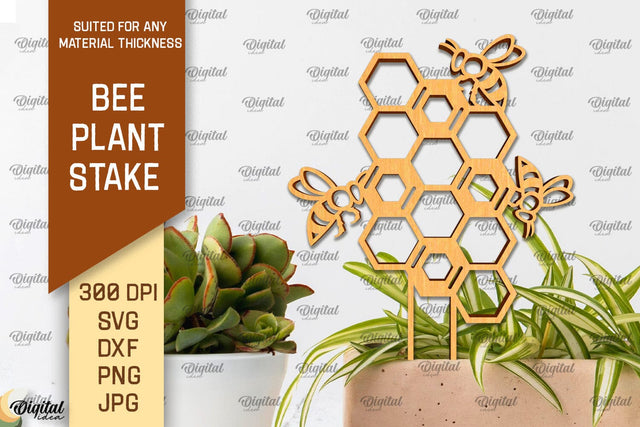 Bee Plant Stake Laser Cut. Bee Design SVG SVG Evgenyia Guschina 