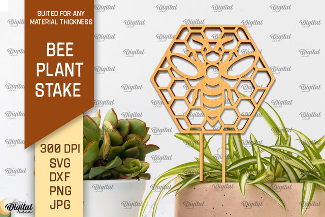 Bee Plant Stake Laser Cut. Bee Design SVG SVG Evgenyia Guschina 
