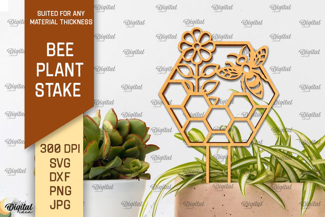 Bee Plant Stake Laser Cut. Bee Design SVG SVG Evgenyia Guschina 