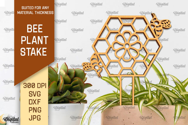Bee Plant Stake Laser Cut. Bee Design SVG SVG Evgenyia Guschina 