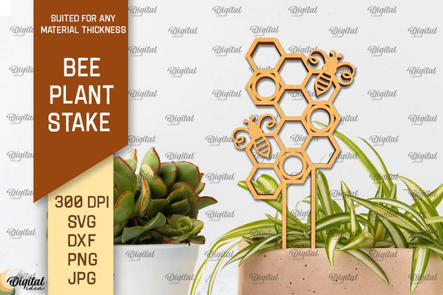 Bee Plant Stake Laser Cut. Bee Design SVG SVG Evgenyia Guschina 