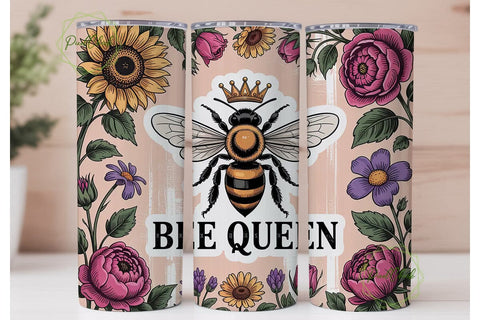 Bee Queen 20oz Tumbler Wrap Sublimation PixelChick 