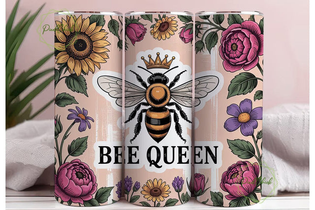 Bee Queen 20oz Tumbler Wrap Sublimation PixelChick 