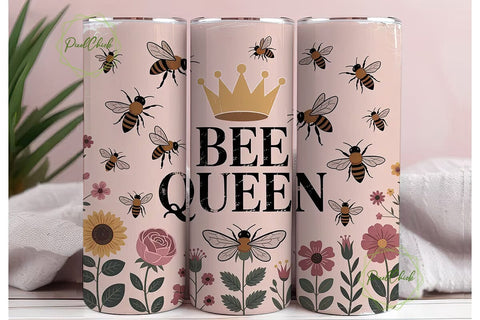 Bee Queen 20oz Tumbler Wrap Sublimation PixelChick 