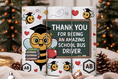 Bee School Bus Driver 20oz Tumbler Sublimation DesignSVG 