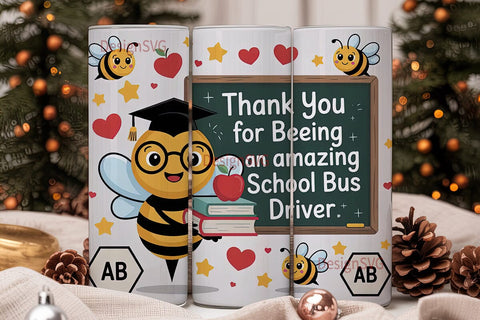 Bee School Bus Driver 20oz Tumbler Sublimation DesignSVG 