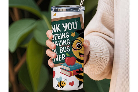 Bee School Bus Driver 20oz Tumbler Sublimation DesignSVG 
