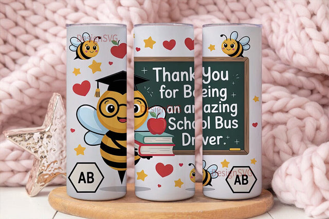 Bee School Bus Driver 20oz Tumbler Sublimation DesignSVG 