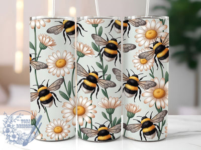 Bee Seamless Pattern 20oz Tumbler, Honeybee Pattern, Nature Tumbler, Seamless Sublimation, Stylish Wrap Design, Cute PNG, 20oz Tumbler Wrap Sublimation ToriDesigns 