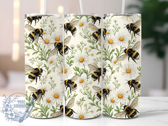 Bee Seamless Pattern 20oz Tumbler, Honeybee Pattern, Nature Tumbler, Seamless Sublimation, Stylish Wrap Design, Cute PNG, 20oz Tumbler Wrap Sublimation ToriDesigns 