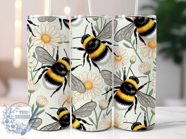 Bee Seamless Pattern 20oz Tumbler, Honeybee Pattern, Nature Tumbler, Seamless Sublimation, Stylish Wrap Design, Cute PNG, 20oz Tumbler Wrap Sublimation ToriDesigns 