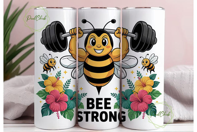 Bee Strong 20oz Tumbler Wrap Sublimation PixelChick 