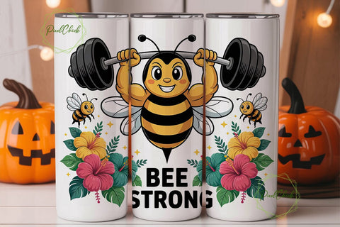 Bee Strong 20oz Tumbler Wrap Sublimation PixelChick 