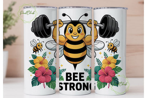 Bee Strong 20oz Tumbler Wrap Sublimation PixelChick 