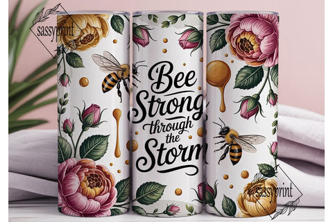 Bee Strong Floral Tumbler Wrap Sublimation sassyprint 