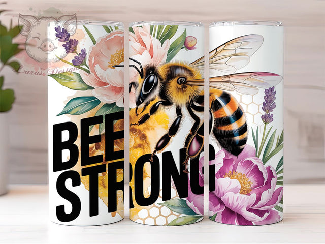 Bee Strong Quote 20oz Tumbler Wrap, Bee Quotes, Nature Inspiration, Strength Affirmation, Positive Affirmation, Inspirational Gift, Sublimation PNG Sublimation Lara' s Designs 