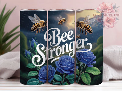 Bee Stronger Motivational Tumbler, Motivational Bee Wrap, Positive Affirmation Cup, 20oz Sublimation Wrap, Stylish Bee Design Tumbler, Inspirational Quote Cup, Botanical Bee Theme Wrap Sublimation Li Zamperini 
