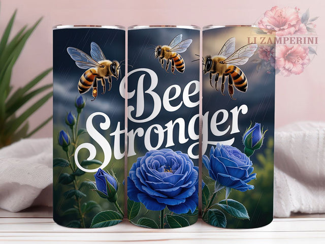 Bee Stronger Motivational Tumbler, Motivational Bee Wrap, Positive Affirmation Cup, 20oz Sublimation Wrap, Stylish Bee Design Tumbler, Inspirational Quote Cup, Botanical Bee Theme Wrap Sublimation Li Zamperini 