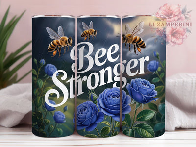 Bee Stronger Motivational Tumbler, Motivational Bee Wrap, Positive Affirmation Cup, 20oz Sublimation Wrap, Stylish Bee Design Tumbler, Inspirational Quote Cup, Botanical Bee Theme Wrap Sublimation Li Zamperini 