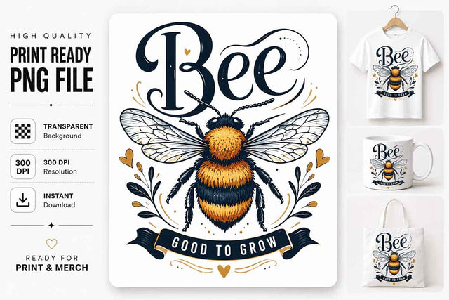 Bee Sublimation PNG Bee Lover Digital Download Good To Grow Bumble Bee Design SVG BillahCrafts 