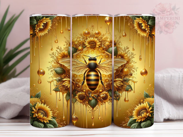 Bee Sunflowe 20oz Tumbler Wrap PNG, Honeycomb Tumbler Png, Straight & Tapered Tumbler Wrap, Instant Digital Download Sublimation Li Zamperini 