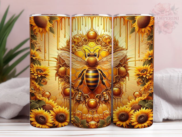 Bee Sunflowe 20oz Tumbler Wrap PNG, Honeycomb Tumbler Png, Straight & Tapered Tumbler Wrap, Instant Digital Download Sublimation Li Zamperini 