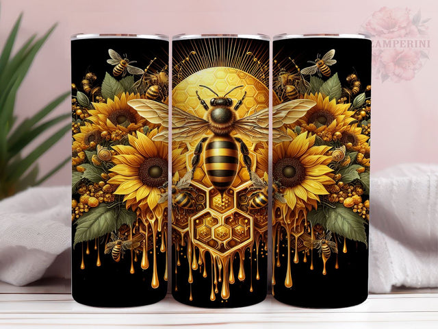 Bee Sunflowe 20oz Tumbler Wrap PNG, Honeycomb Tumbler Png, Straight & Tapered Tumbler Wrap, Instant Digital Download Sublimation Li Zamperini 
