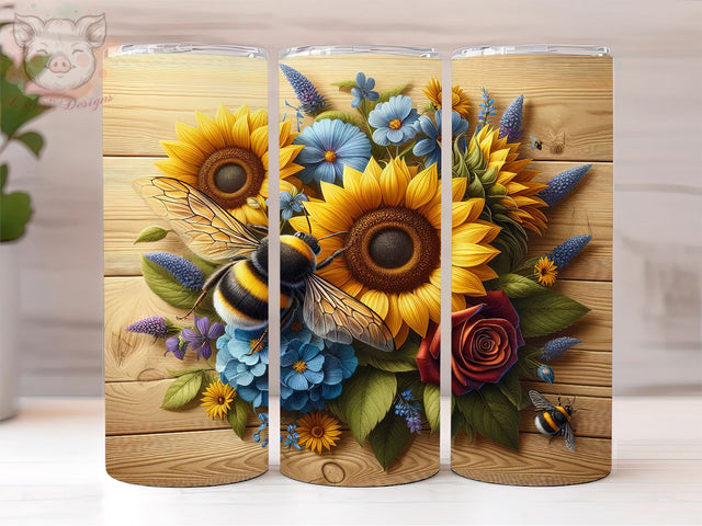 Bee Sunflower 20oz Tumbler Png, Straight & Tapered Tumbler Png, Bee Tumbler Png, Digital Download PNG Sublimation Lara' s Designs 