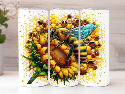 Bee Sunflower 20oz Tumbler Png, Sublimation Design, Honey Bee Tumbler Png, Digital Download PNG Sublimation Lara' s Designs 
