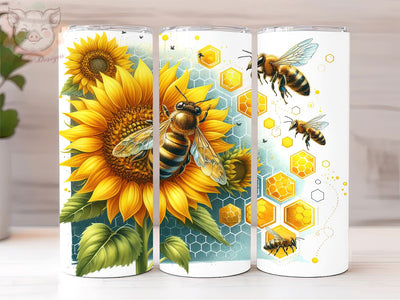 Bee Sunflower 20oz Tumbler Png, Sublimation Design, Honey Bee Tumbler Png, Digital Download PNG Sublimation Lara' s Designs 