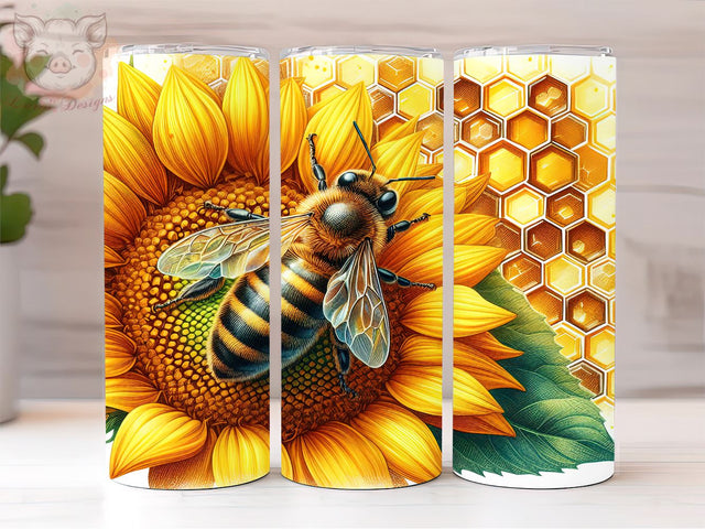 Bee Sunflower 20oz Tumbler Png, Sublimation Design, Honey Bee Tumbler Png, Digital Download PNG Sublimation Lara' s Designs 