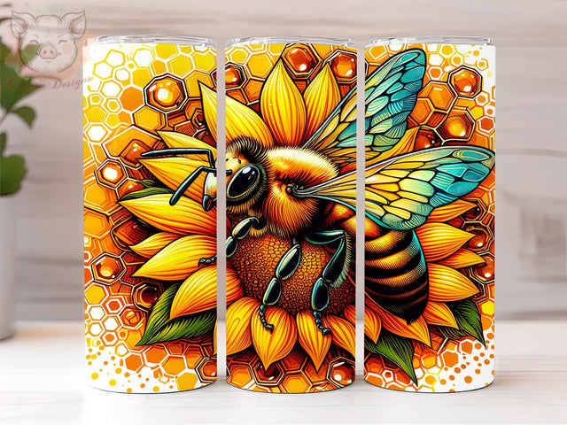 Bee Sunflower 20oz Tumbler Png, Sublimation Design, Honey Bee Tumbler Png, Digital Download PNG Sublimation Lara' s Designs 