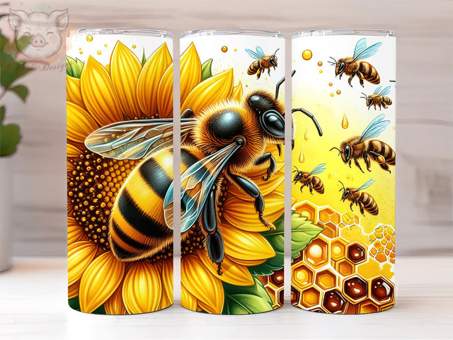 Bee Sunflower 20oz Tumbler Png, Sublimation Design, Honey Bee Tumbler Png, Digital Download PNG Sublimation Lara' s Designs 