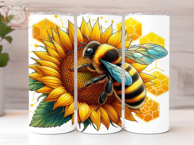 Bee Sunflower 20oz Tumbler Png, Sublimation Design, Honey Bee Tumbler Png, Digital Download PNG Sublimation Lara' s Designs 