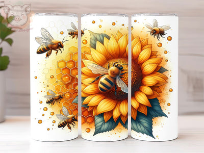 Bee Sunflower 20oz Tumbler Png, Sublimation Design, Honey Bee Tumbler Png, Digital Download PNG Sublimation Lara' s Designs 