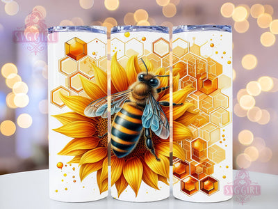 Bee Sunflower 20oz Tumbler Wrap Sublimation Design, Straight Tapered Tumbler Wrap, Vibrant Honey Bee Tumbler Png, Instant Digital Download Sublimation SvggirlplusArt 