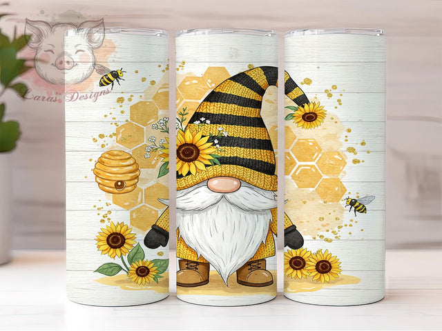 Bee Sunflower Gnome 20oz Tumbler, Sunflower Gnome Tumbler Wrap, 20oz Sublimation Tumbler, Cute Bee Tumbler, Rustic Sunflower Tumbler, Honey Bee Tumbler Design, Garden Gnome Tumbler Sublimation Lara' s Designs 